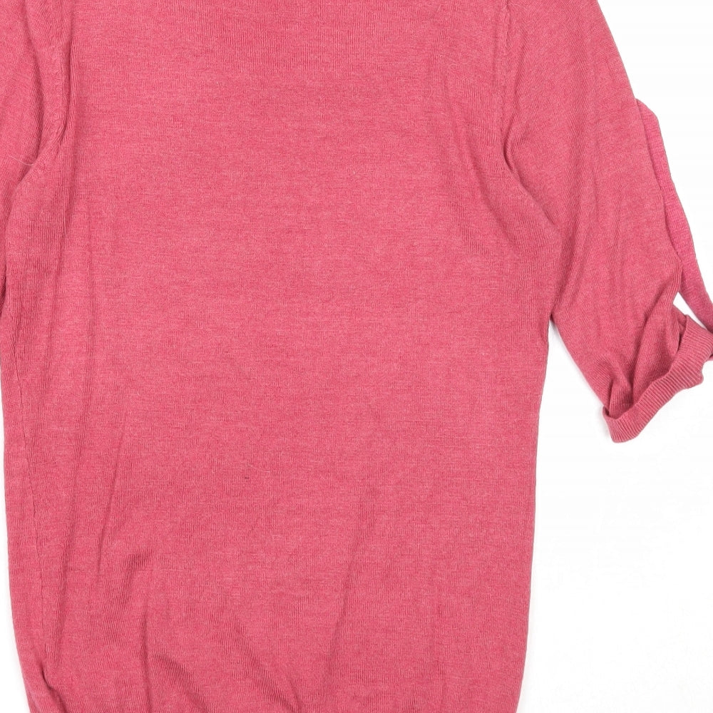 Miso Womens Pink Scoop Neck Acrylic Pullover Jumper Size 12