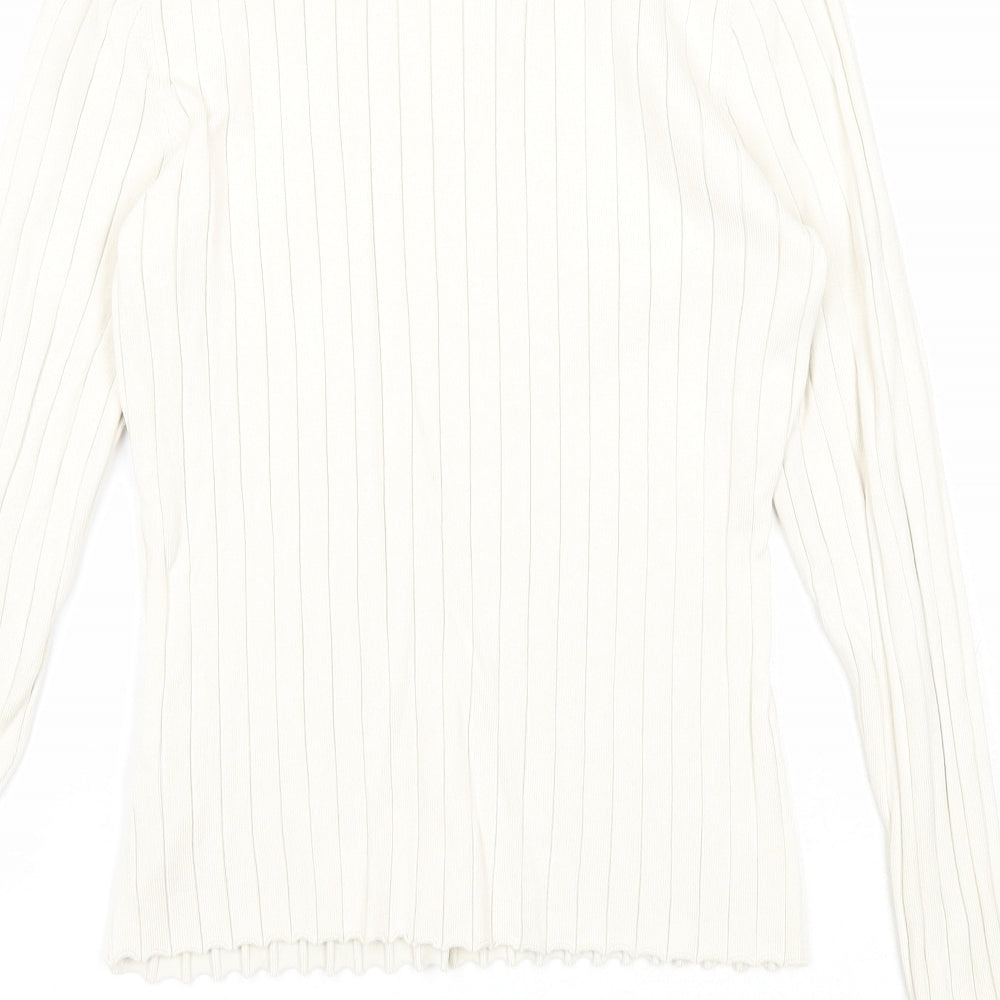 H&M Womens Ivory Round Neck Viscose Pullover Jumper Size S