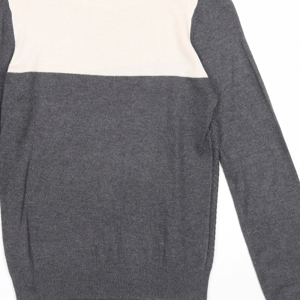 Dorothy Perkins Womens Grey Round Neck Viscose Pullover Jumper Size 8
