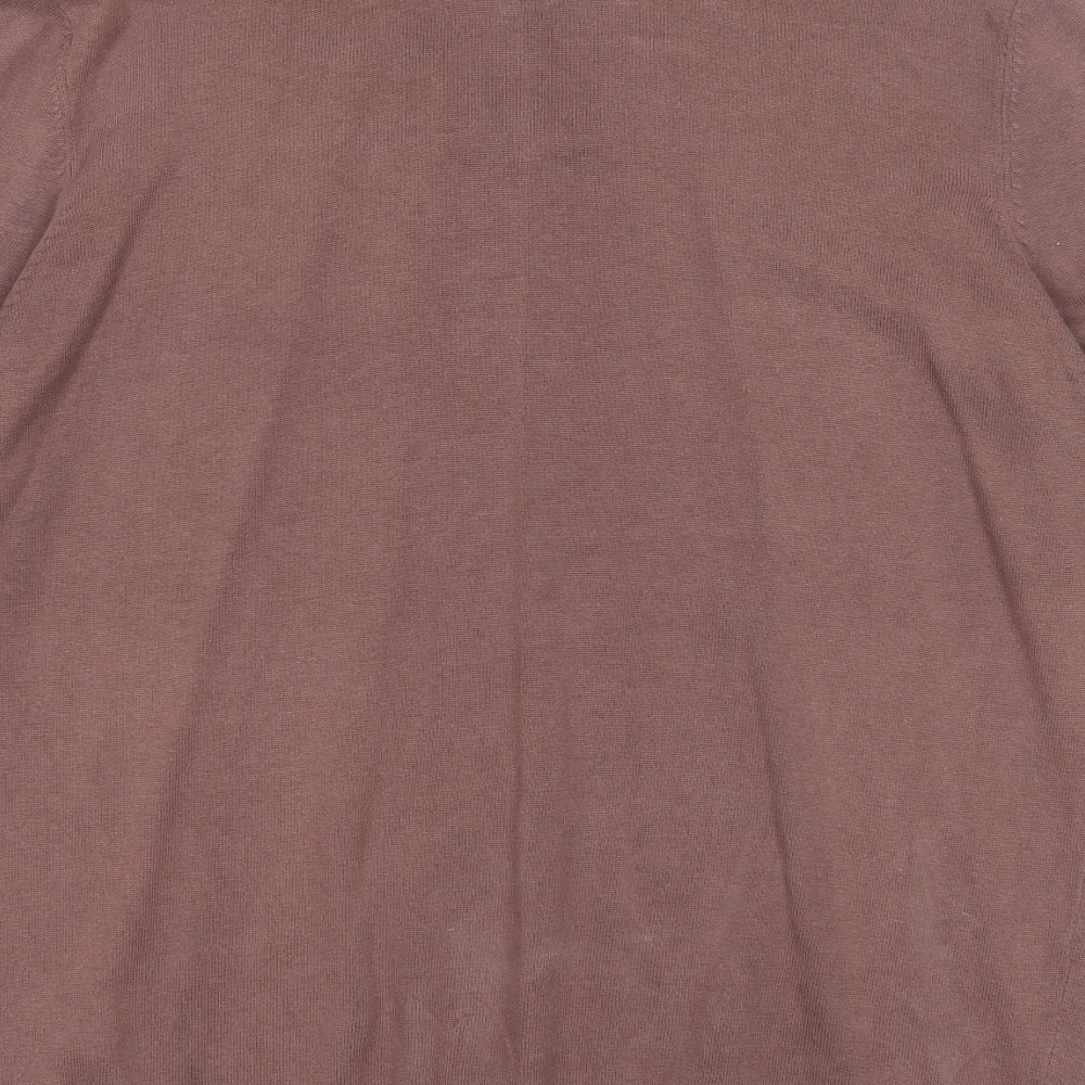 New Look Mens Brown V-Neck Cotton Pullover Jumper Size XL Long Sleeve