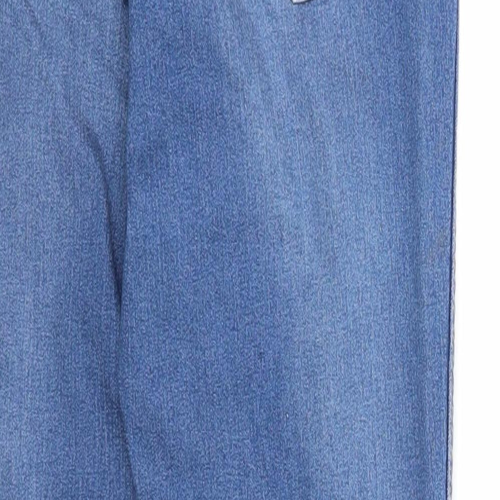 H&M Womens Blue Cotton Straight Jeans Size 30 in Regular Zip