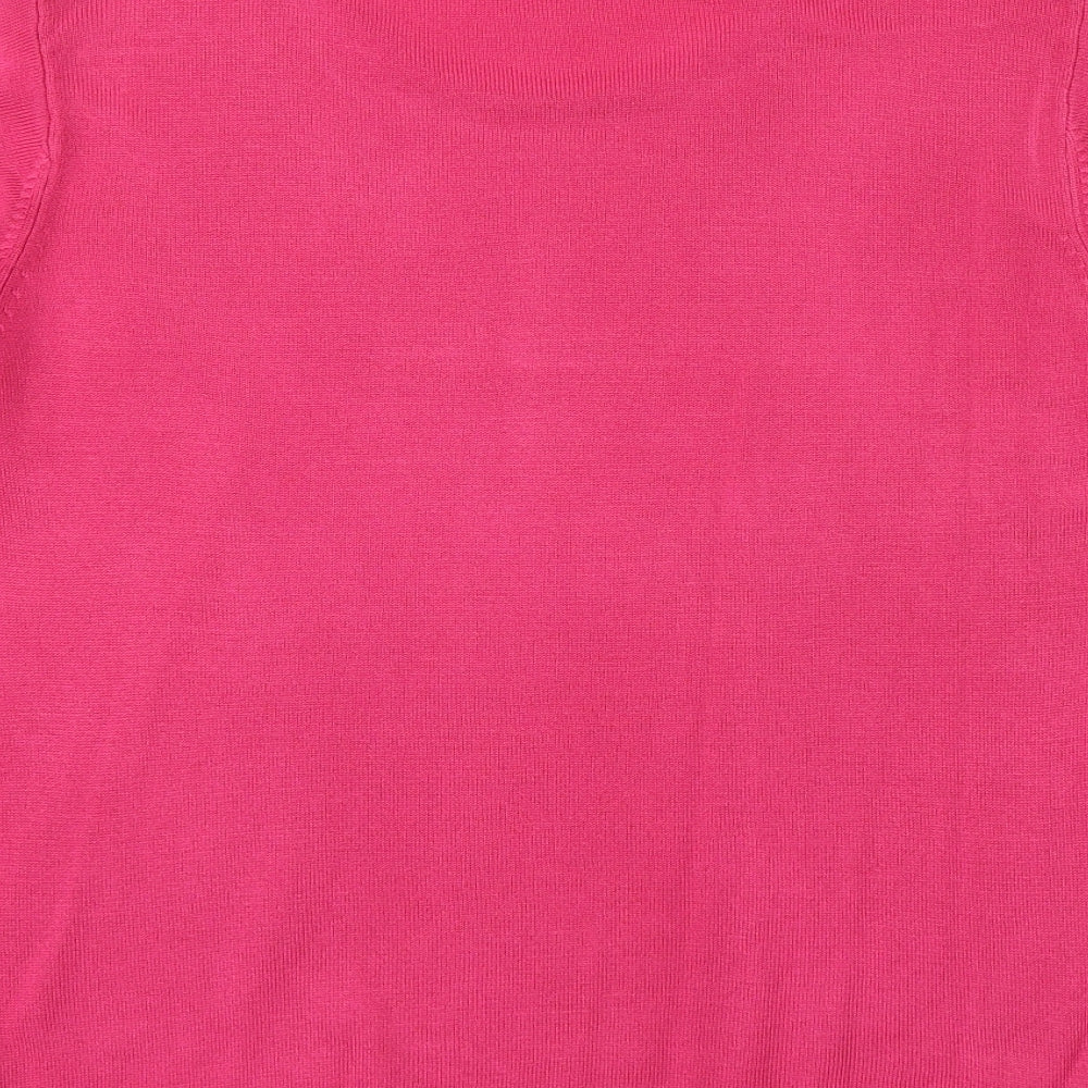 Marks & Spencer Womens Pink Boat Neck Acrylic Pullover Jumper Size 16