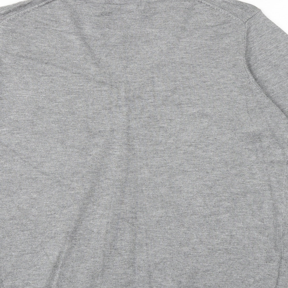 Marks & Spencer Womens Grey V-Neck Viscose Pullover Jumper Size 14