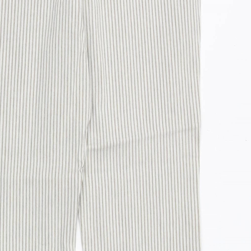 Dorothy Perkins Womens Grey Striped Viscose Trousers Size 18 Regular Zip
