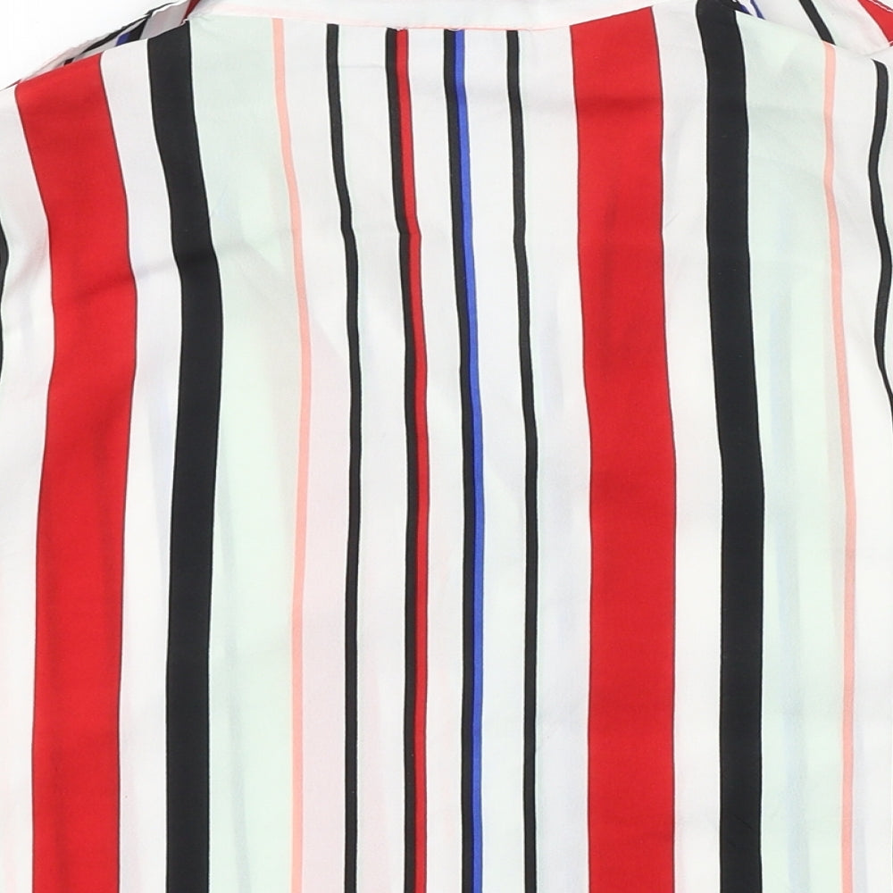 PRETTYLITTLETHING Womens Multicoloured Striped Polyester Cropped Button-Up Size 6 Collared