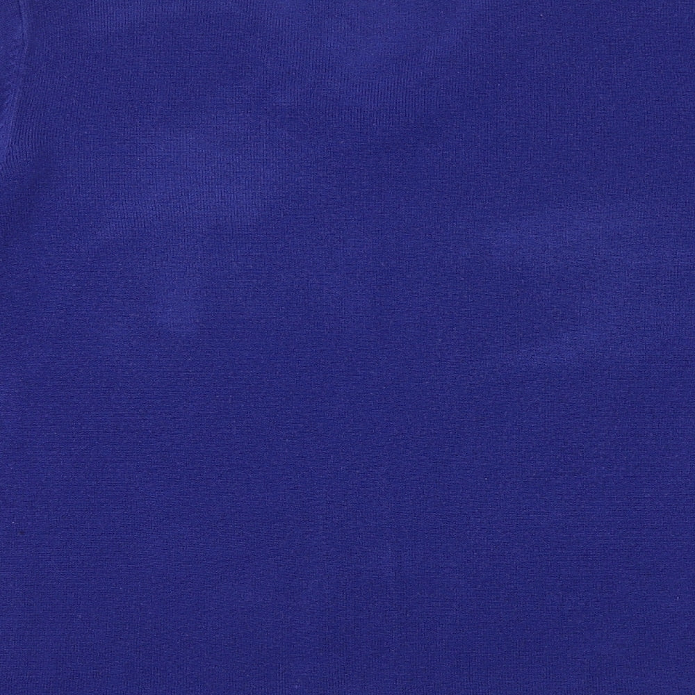 Bonmarché Womens Blue V-Neck Acrylic Pullover Jumper Size 12 - Size 12-14