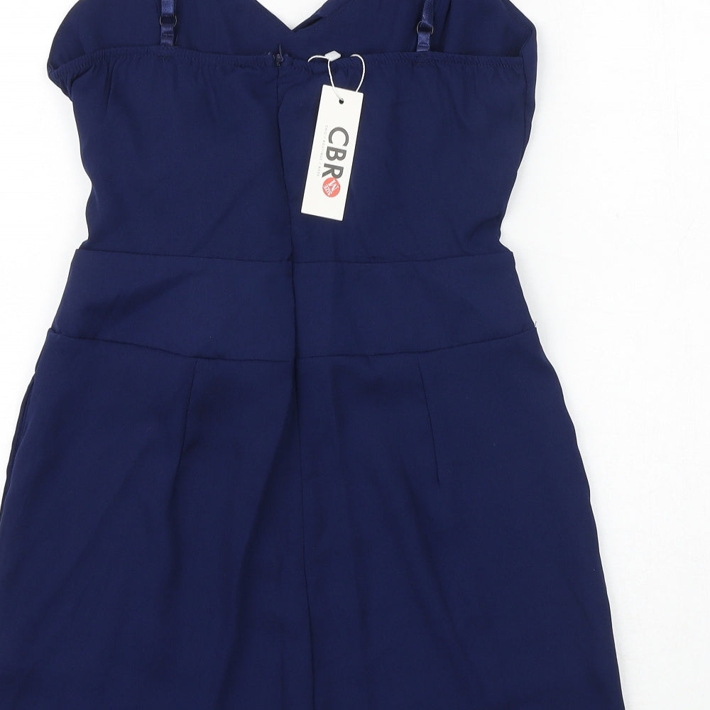 CBR Womens Blue Polyester Playsuit One-Piece Size M Pullover - Tie Front Detail