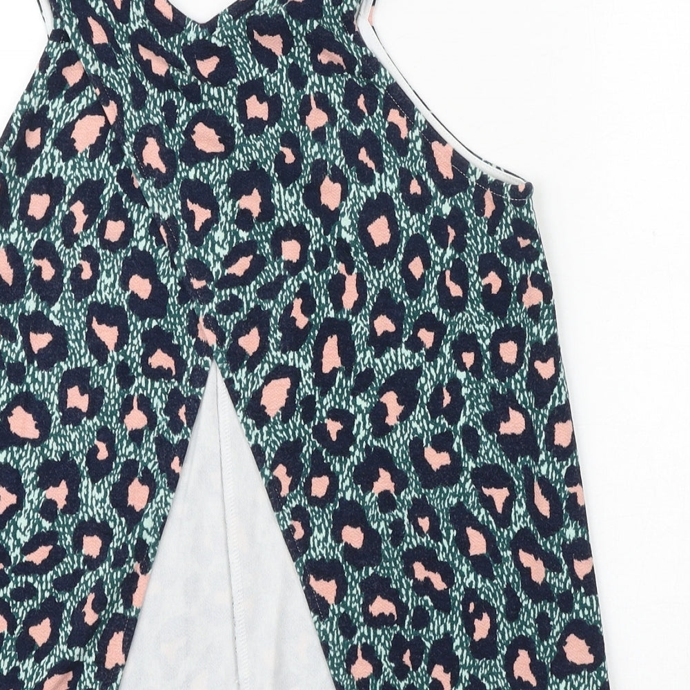 H&M Womens Green Geometric Polyester Basic Tank Size XS V-Neck - Open Back