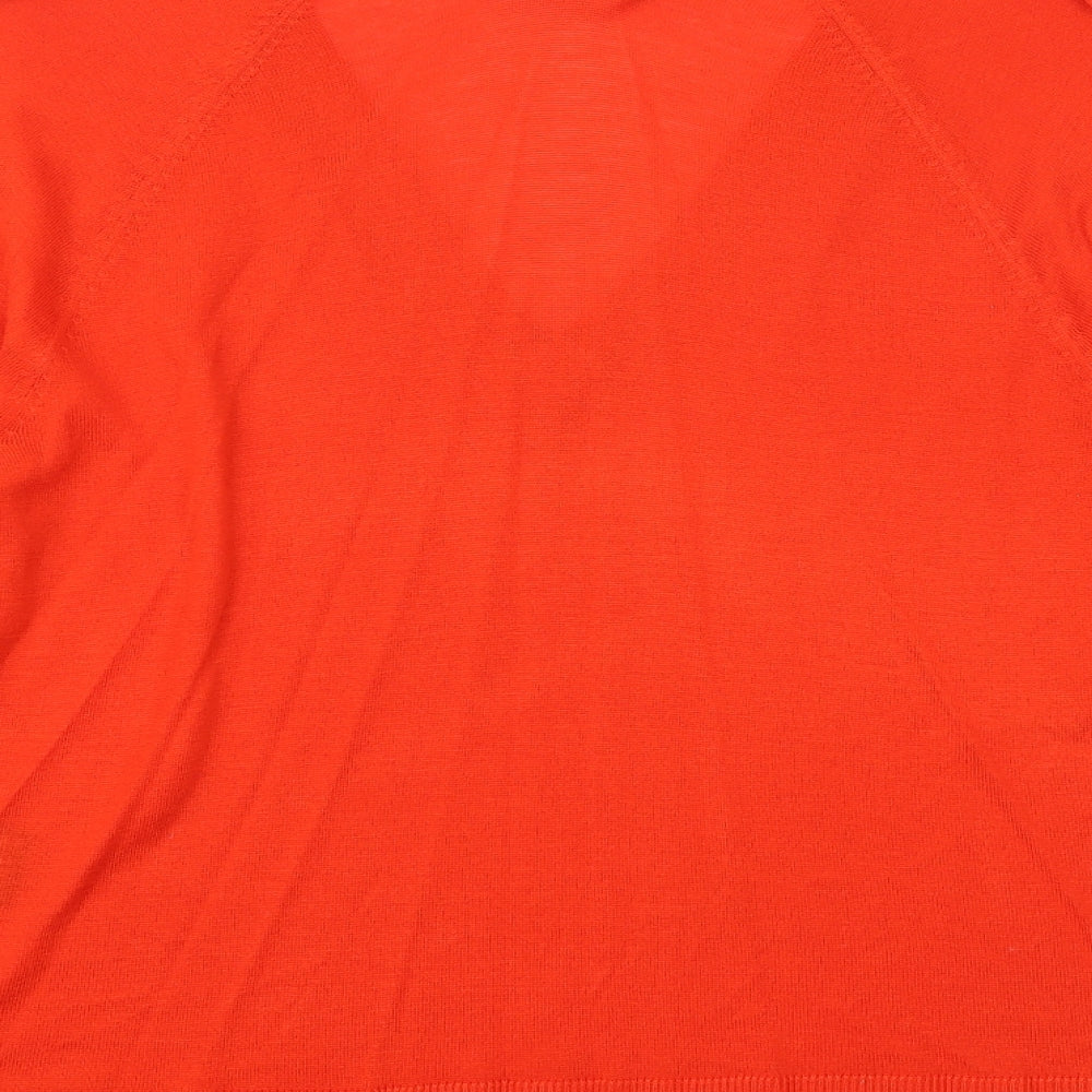 H&M Womens Orange V-Neck Herringbone Acrylic Pullover Jumper Size M
