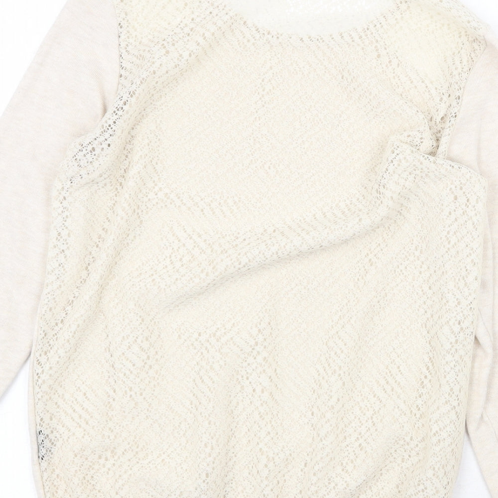 Zara Womens Beige Round Neck Acrylic Pullover Jumper Size S