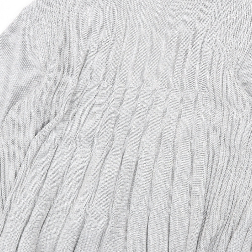 Alexara Womens Grey V-Neck Cotton Cardigan Jumper Size M