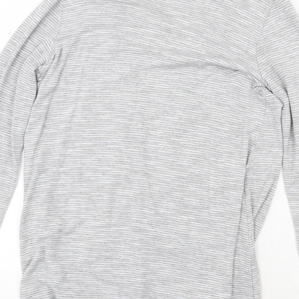 Roman Womens Grey V-Neck Striped Viscose Cardigan Jumper Size 10