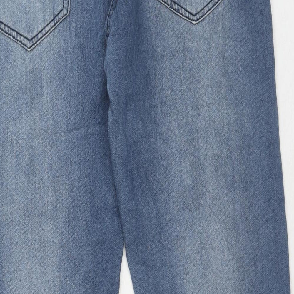 Blue Motion Womens Blue Cotton Straight Jeans Size 12 Regular Zip