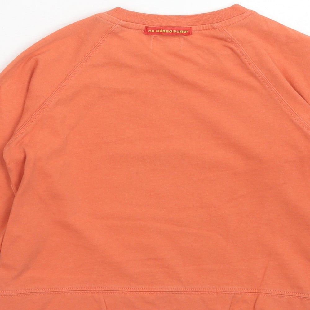 No Added Sugar Boys Orange Cotton Basic T-Shirt Size 4 Years Round Neck Pullover