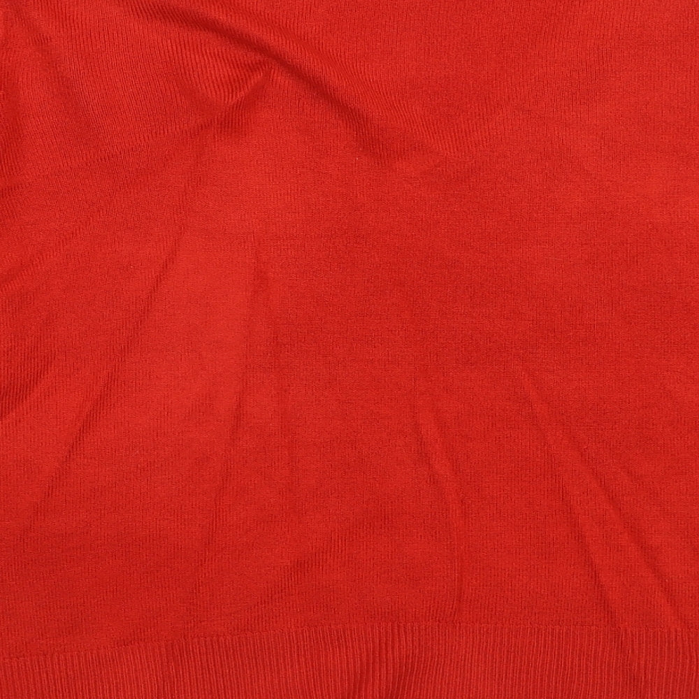 Debenhams Womens Red V-Neck Acrylic Pullover Jumper Size 12