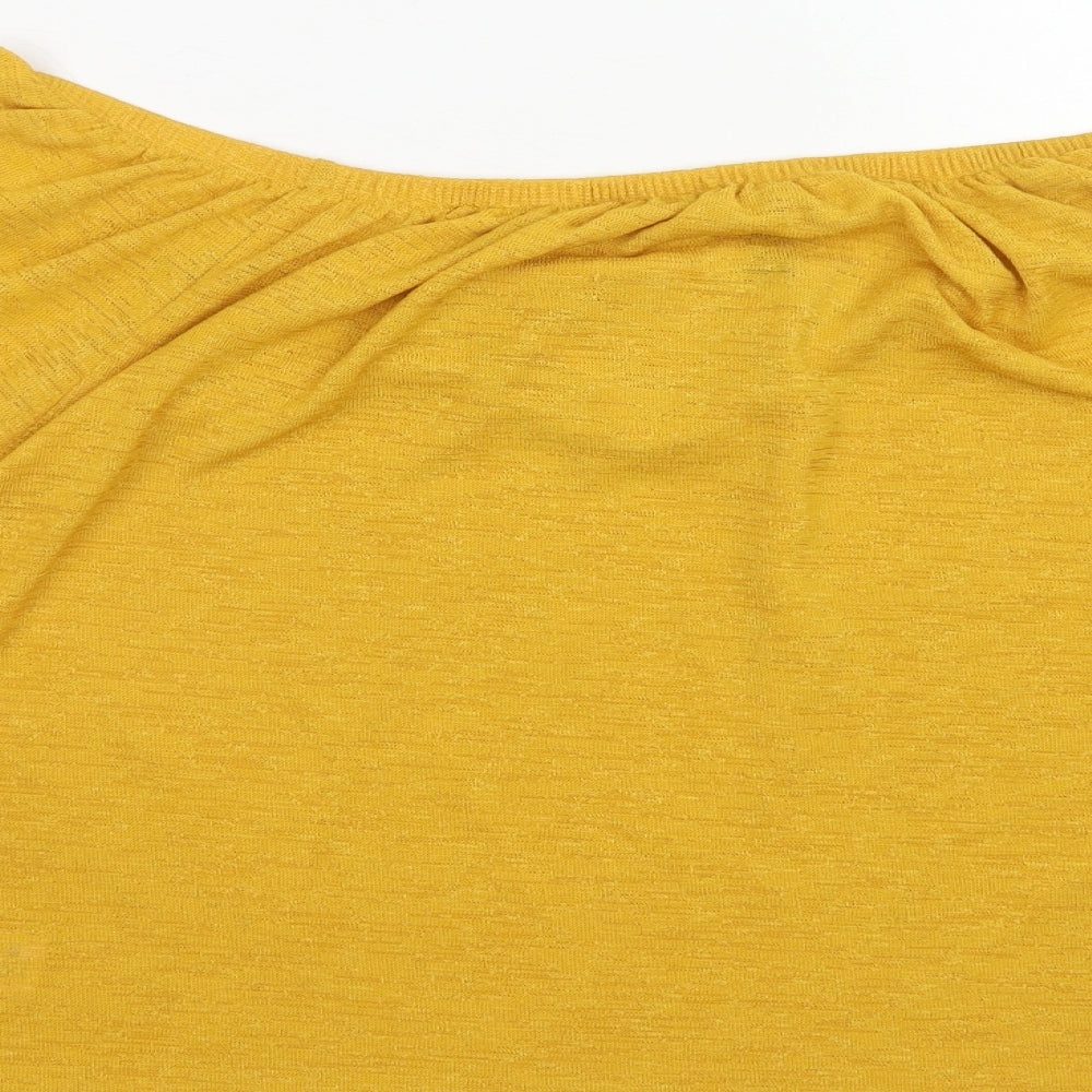 New Look Womens Yellow Polyester Basic T-Shirt Size L Off the Shoulder