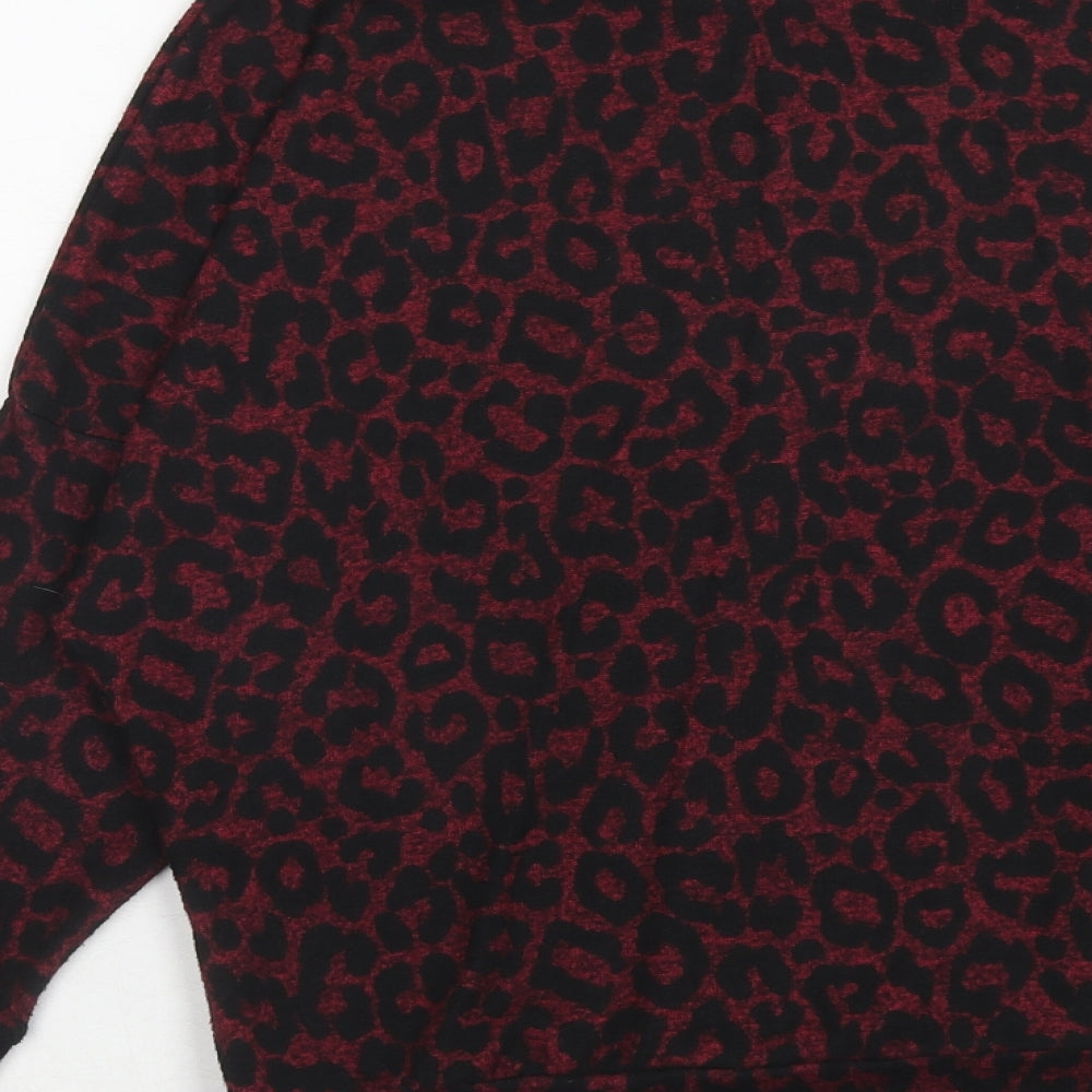 Dorothy Perkins Womens Purple Animal Print Polyester Pullover Sweatshirt Size 10 Pullover - Leopard Pattern