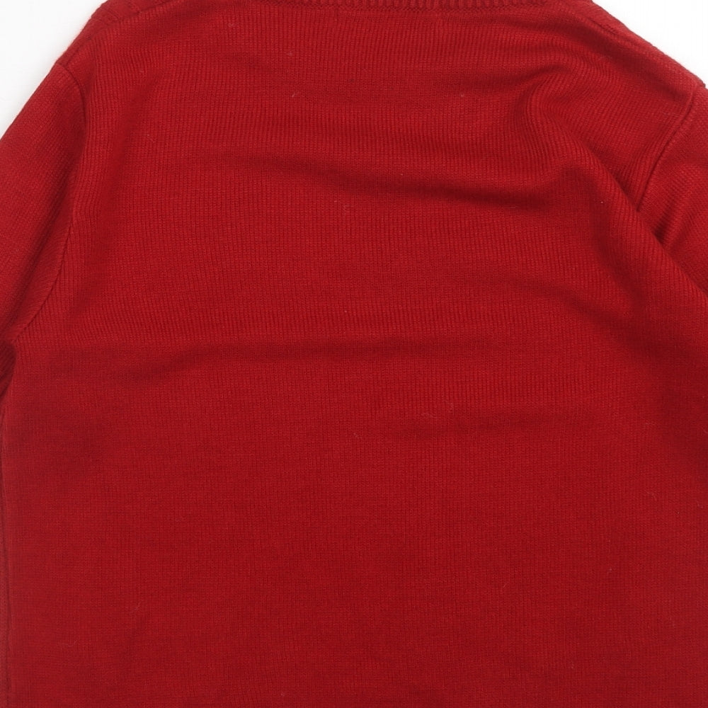 Gold Leaf Womens Red Round Neck Acrylic Pullover Jumper Size S