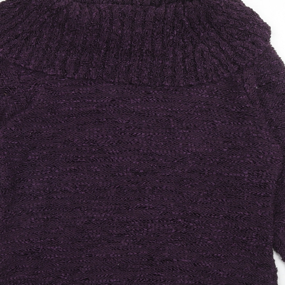 ALEXARA Womens Purple Roll Neck Acrylic Pullover Jumper Size M