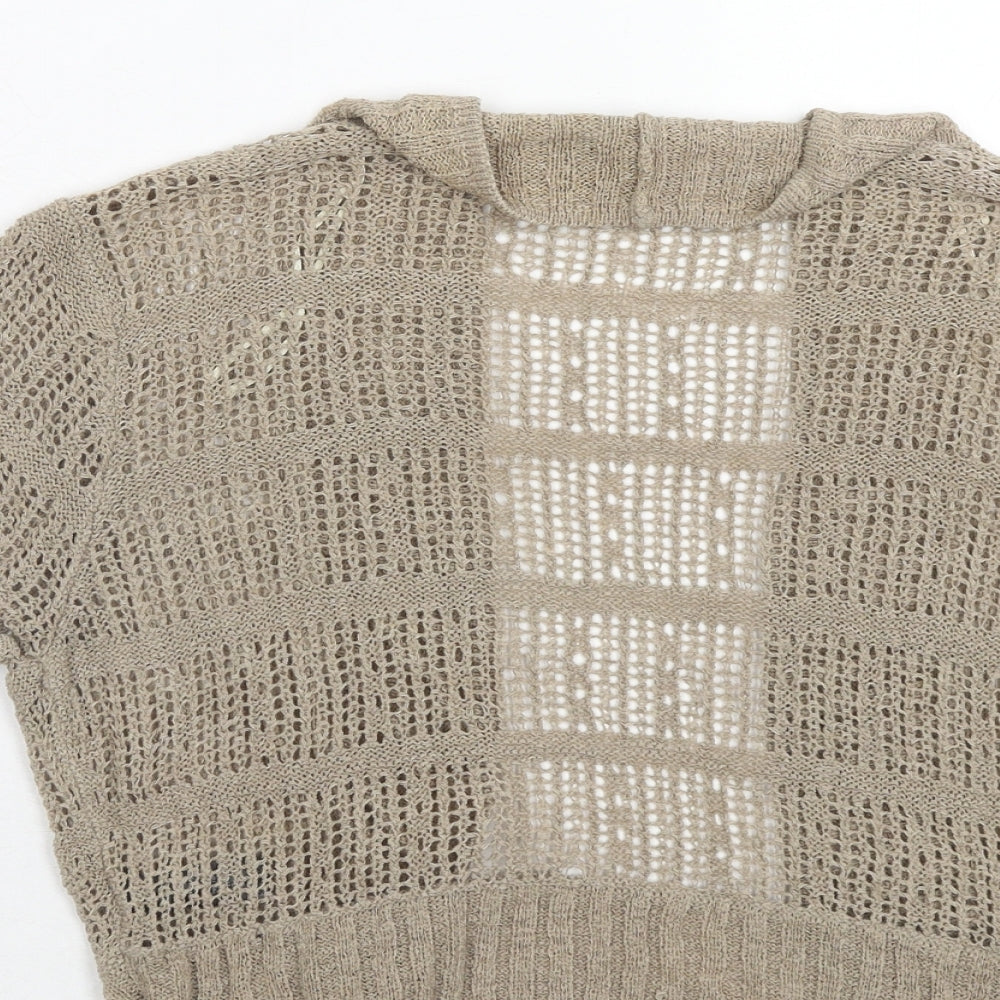M&Co Womens Brown V-Neck Acrylic Cardigan Jumper Size L
