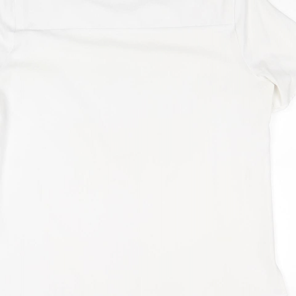 Vortex Womens White Polyester Basic Blouse Size 12 Boat Neck