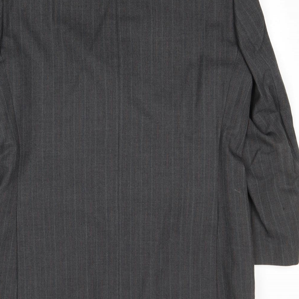 Preworn Mens Grey Striped Polyester Jacket Suit Jacket Size 40 Regular
