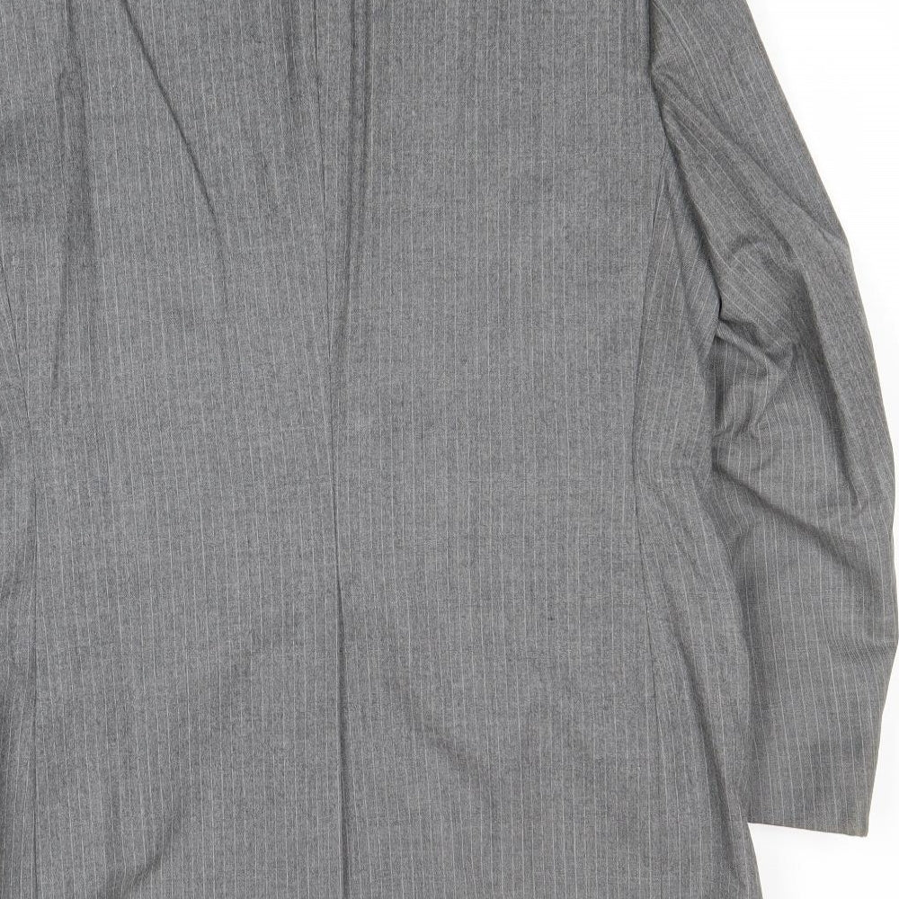 Preworn Mens Grey Striped Wool Jacket Suit Jacket Size 42 Regular