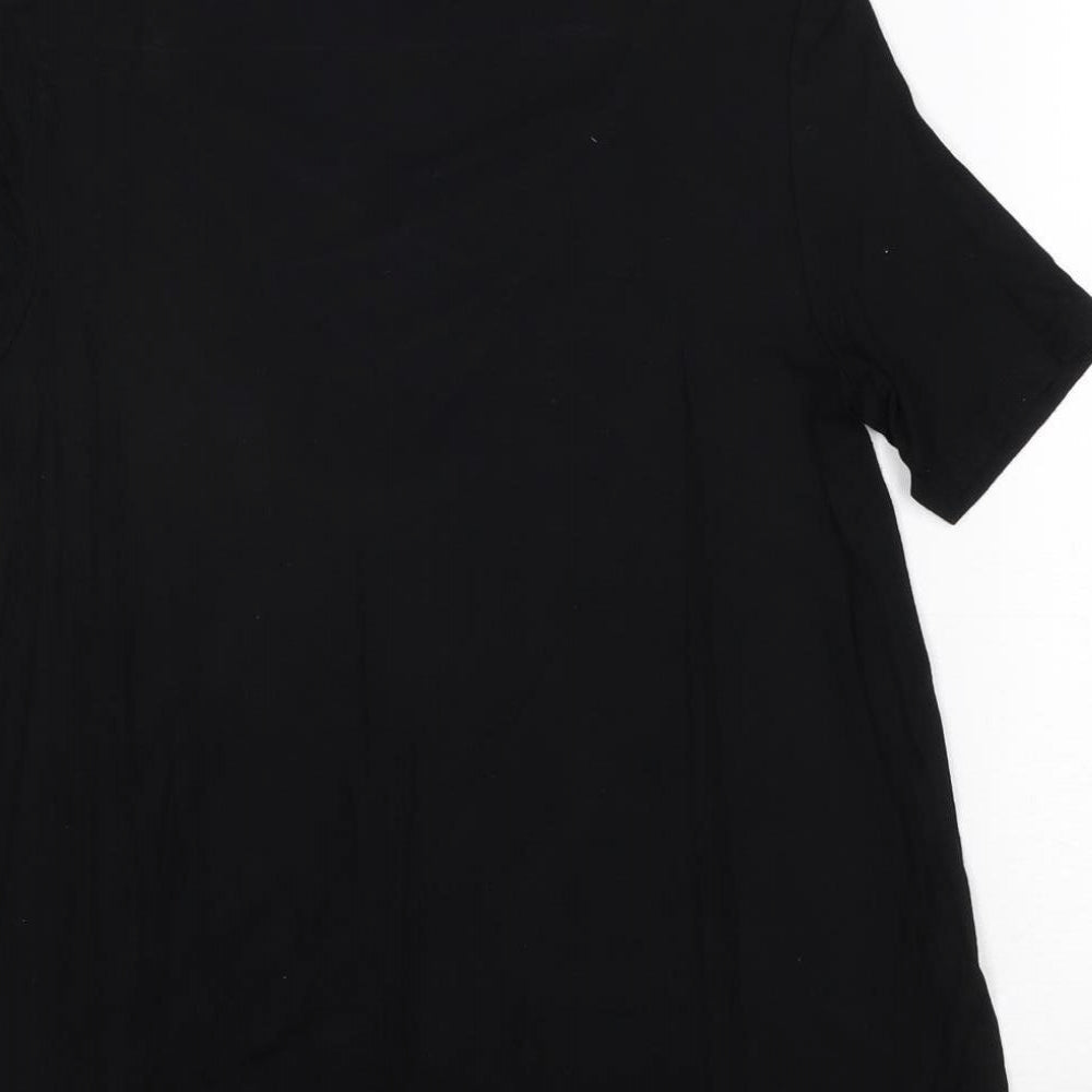 Topshop Womens Black Viscose Basic Blouse Size 6 Round Neck