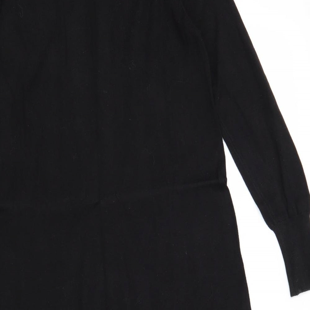 Oasis Womens Black Camel A-Line Size S Round Neck Button