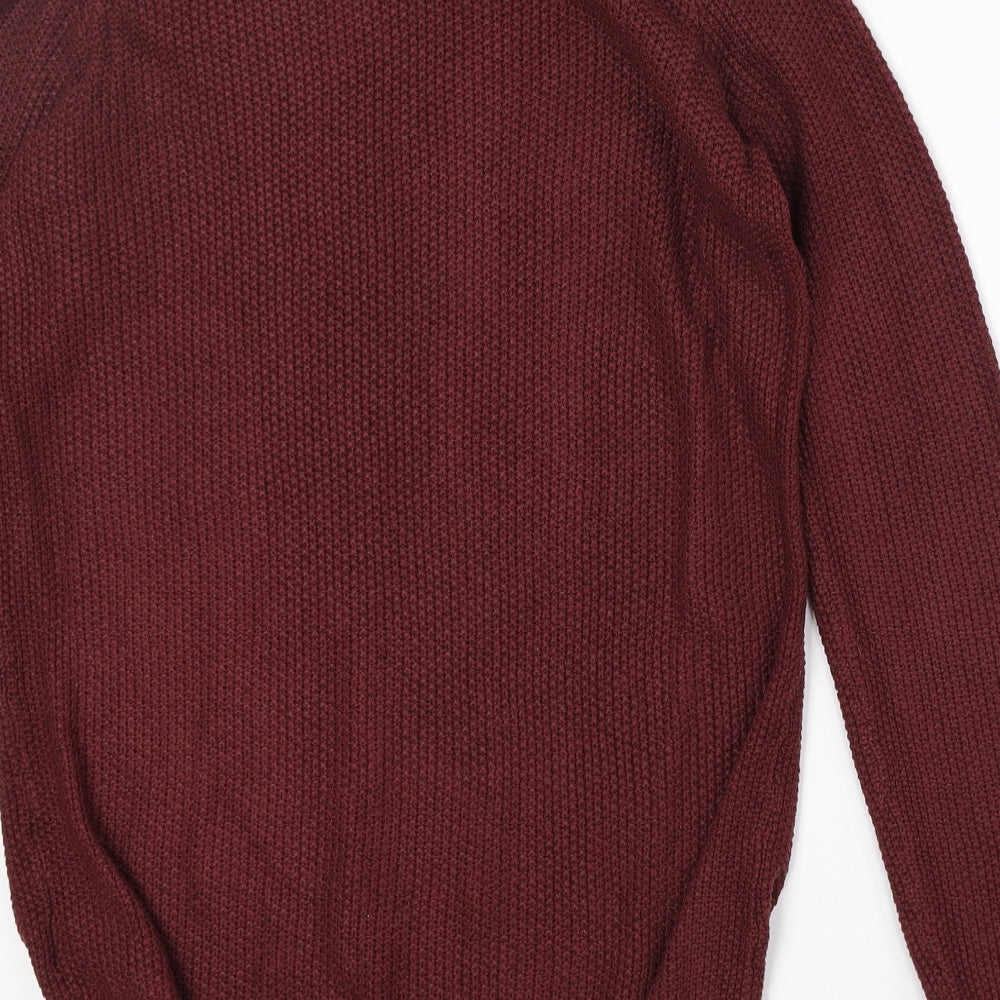 H&M Womens Red Round Neck Acrylic Pullover Jumper Size S