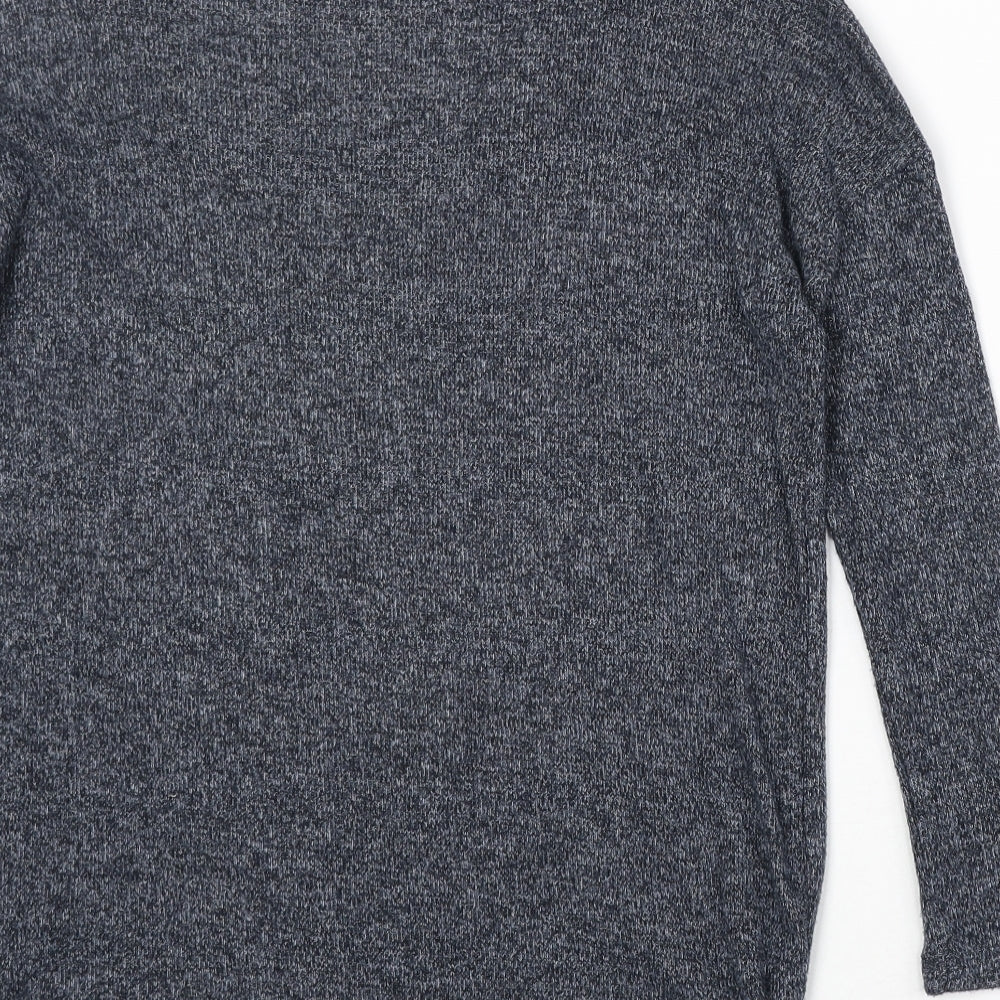 River Island Womens Blue Square Neck Polyester Pullover Jumper Size 8