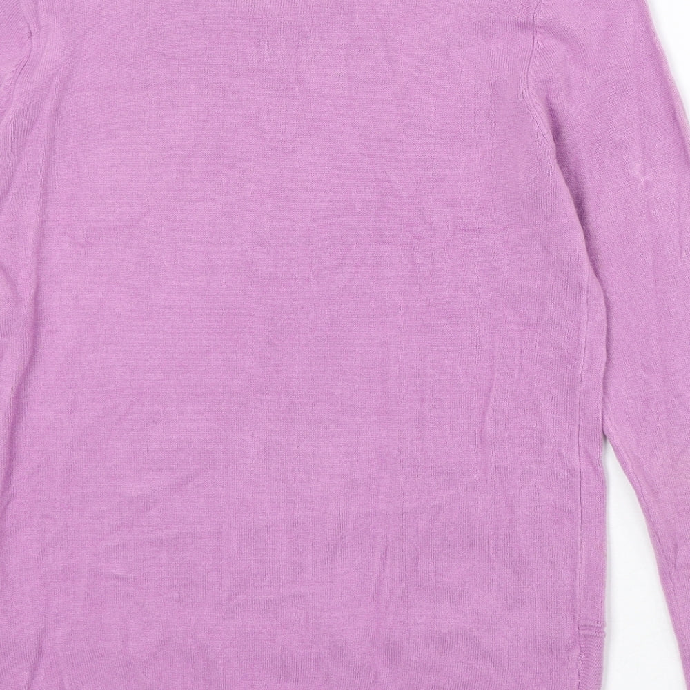 Vida Vi Womens Purple Round Neck Acrylic Pullover Jumper Size S
