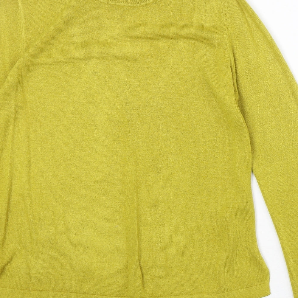 Marks & Spencer Womens Green Round Neck Acrylic Pullover Jumper Size 12
