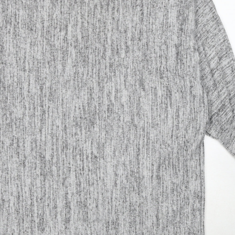 Krisp Womens Grey Boat Neck Polyester Pullover Jumper Size L - Lace Up Detail