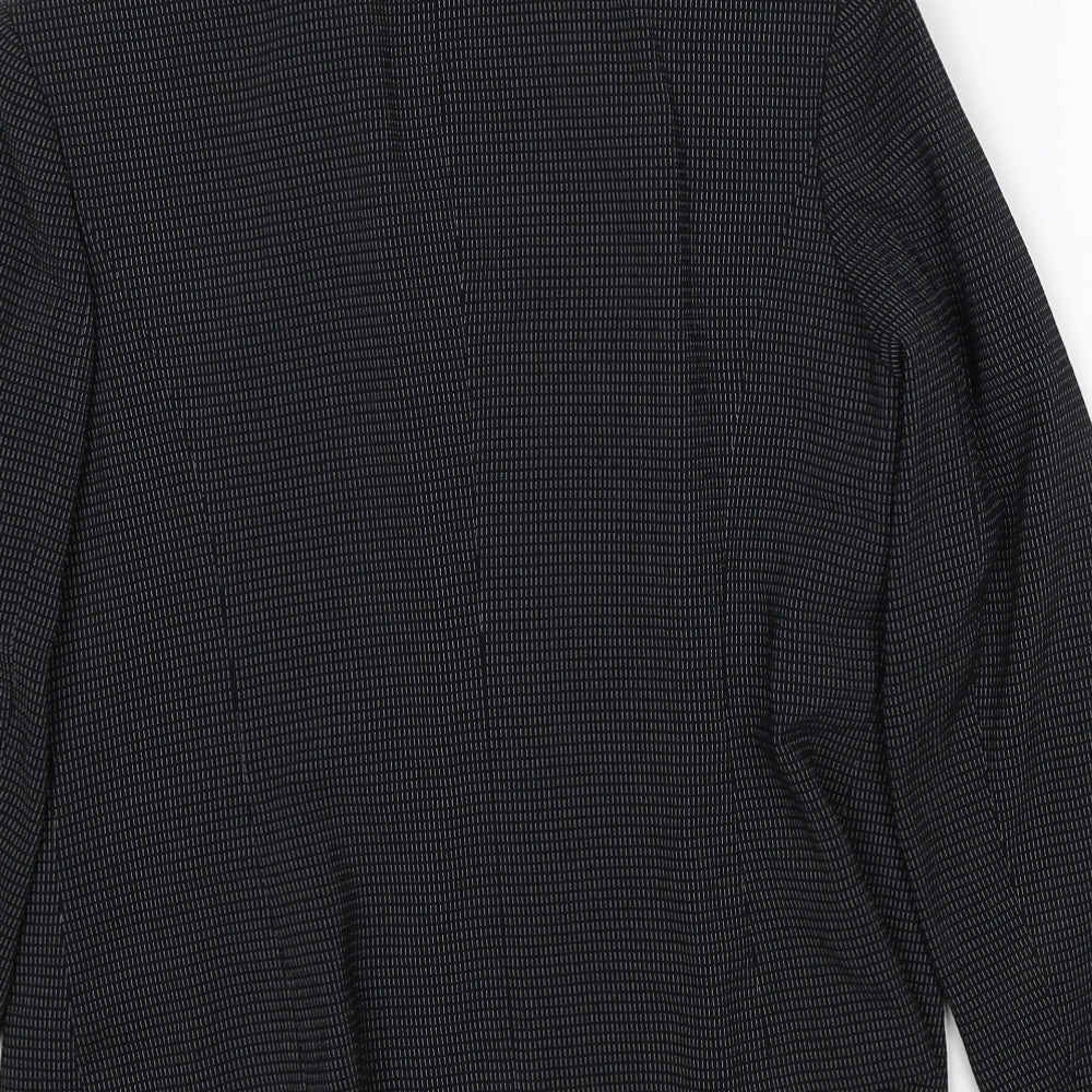 NEXT Womens Black Geometric Jacket Blazer Size 8 Button