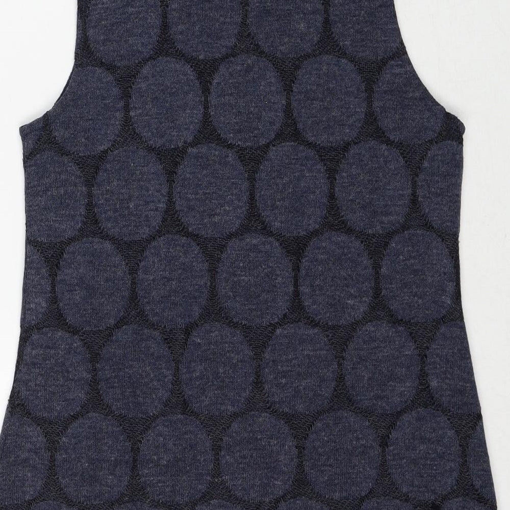 Apricot Womens Blue Polka Dot Polyester Trapeze & Swing Size 8 Roll Neck Pullover