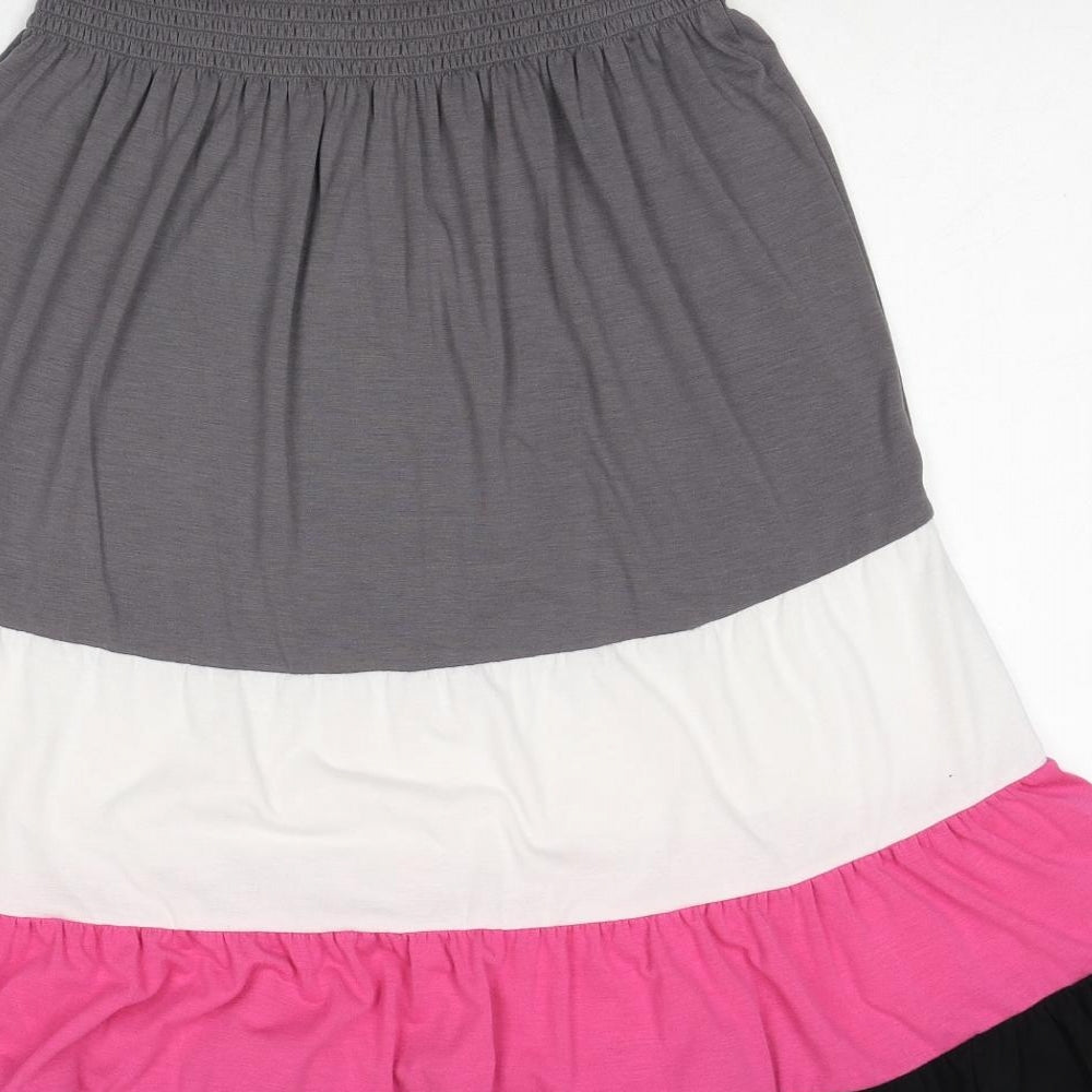 Derek Heart Womens Multicoloured Colourblock Polyester Tank Dress Size S Square Neck Pullover