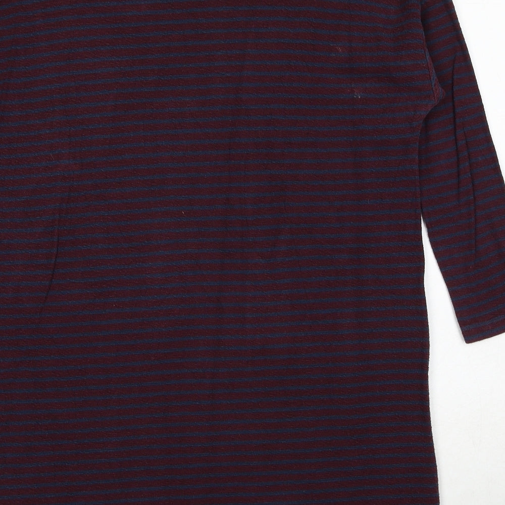 Zara Womens Red Striped Polyester Jumper Dress Size S Round Neck Pullover