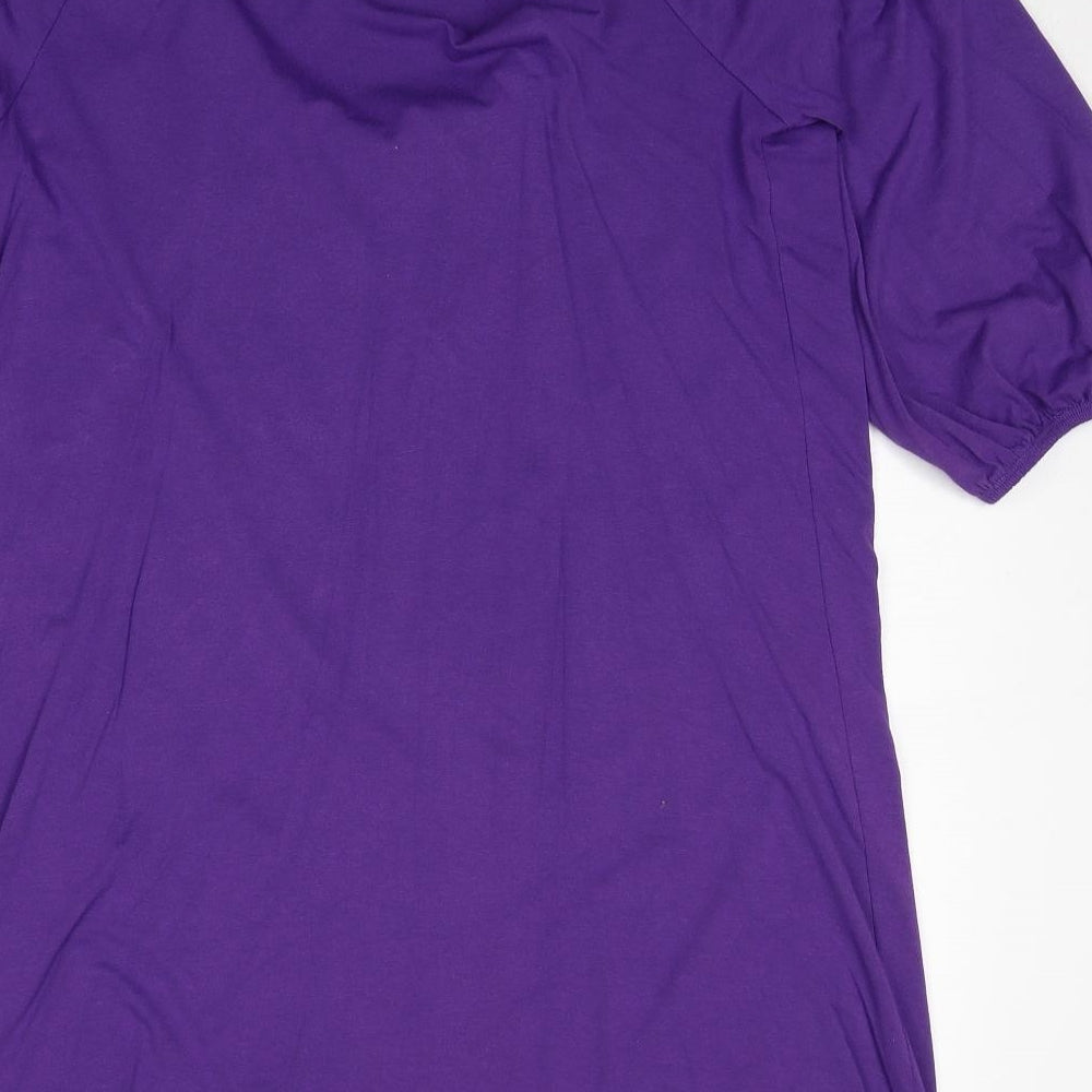 Signature Experience Womens Purple Viscose Basic Blouse Size S Round Neck