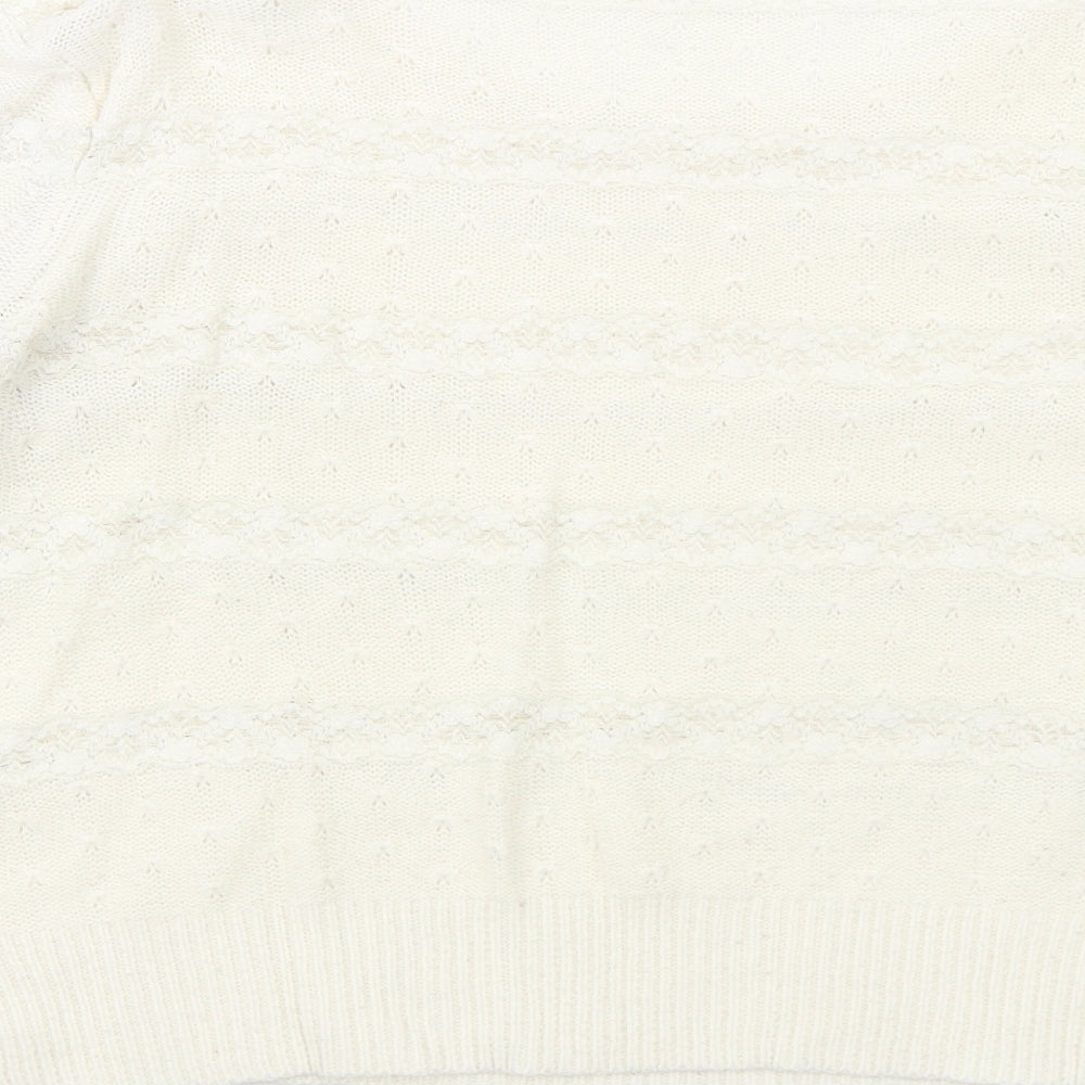 Topshop Womens Ivory Boat Neck Acrylic Pullover Jumper Size 12