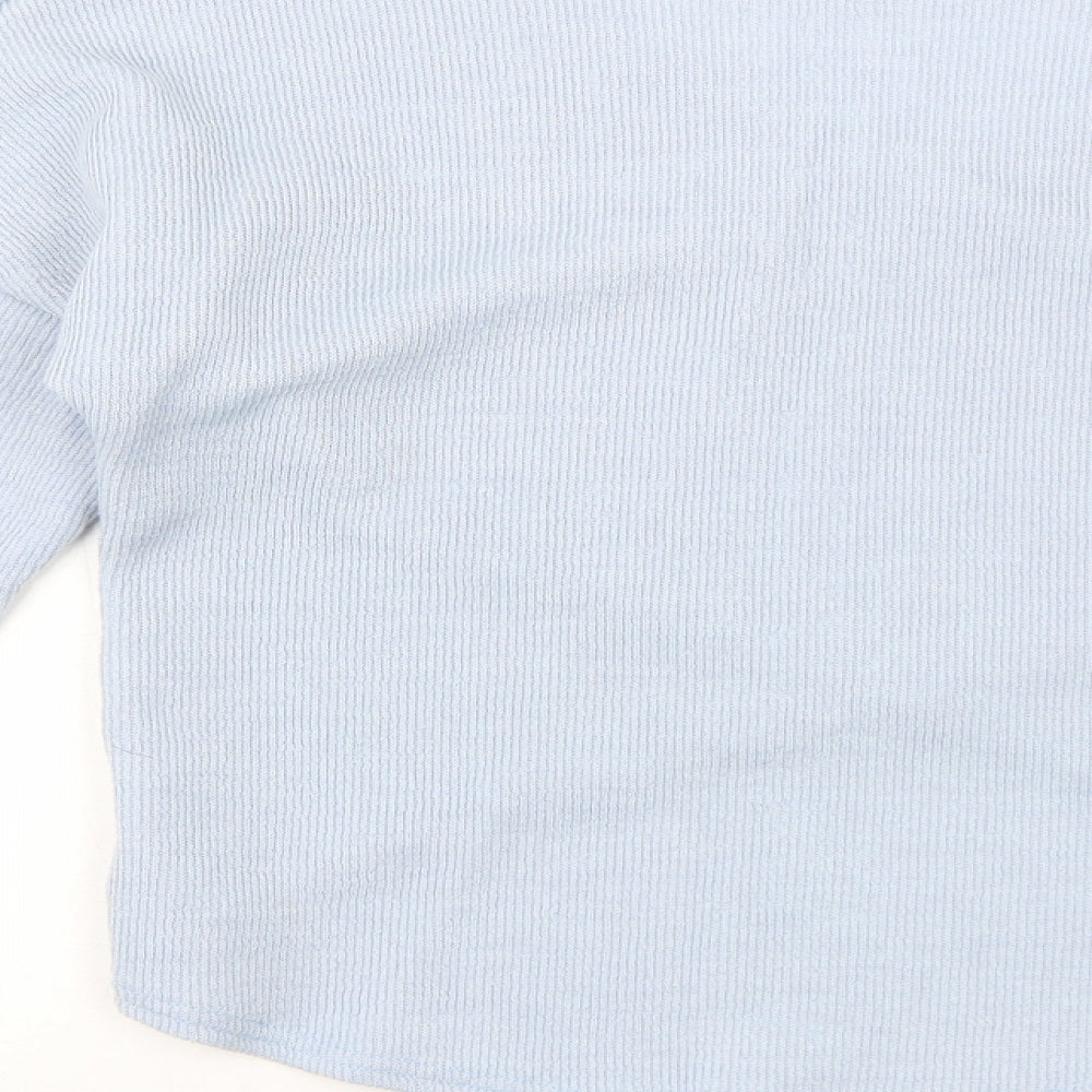 Angashion Womens Blue V-Neck Polyester Pullover Jumper Size M