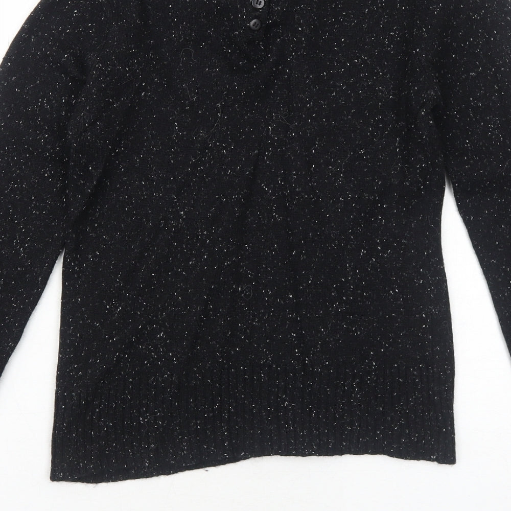 VERO MODA Womens Black Collared Nylon Pullover Jumper Size S