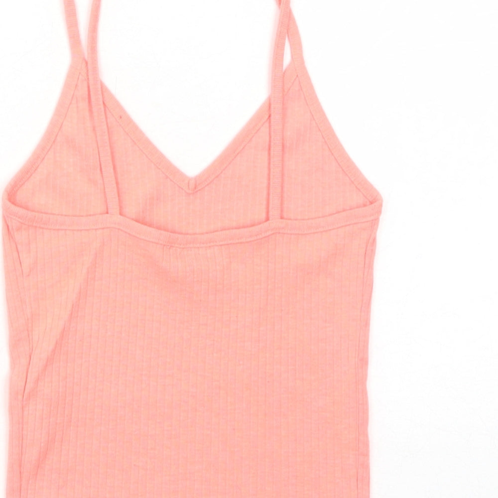 Topshop Womens Pink Polyester Basic Tank Size 6 V-Neck