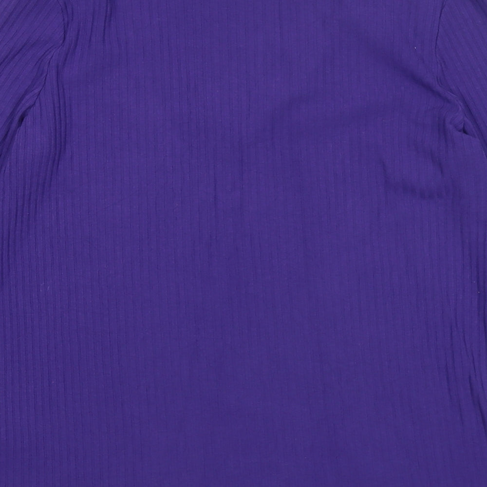 Marks & Spencer Womens Purple V-Neck Polyester Pullover Jumper Size 14