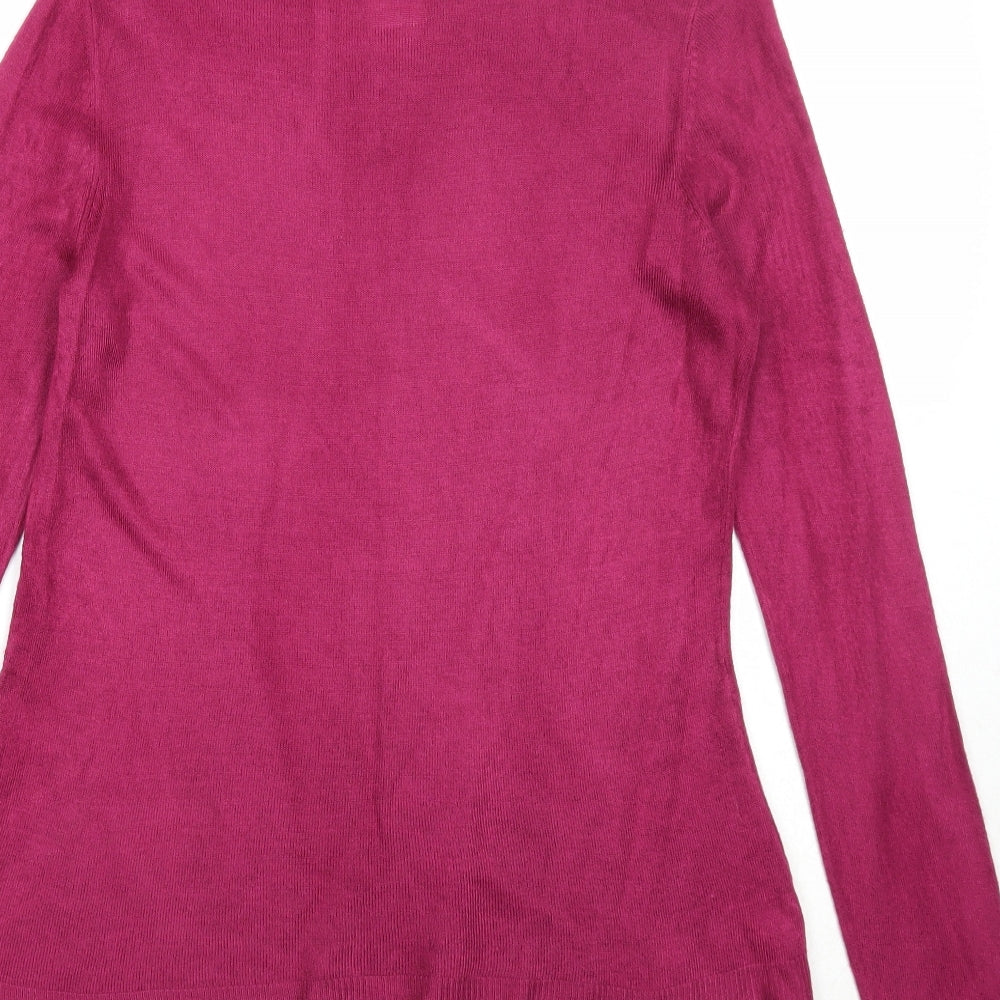 Love Knitwear Womens Purple Roll Neck Acrylic Pullover Jumper Size 10