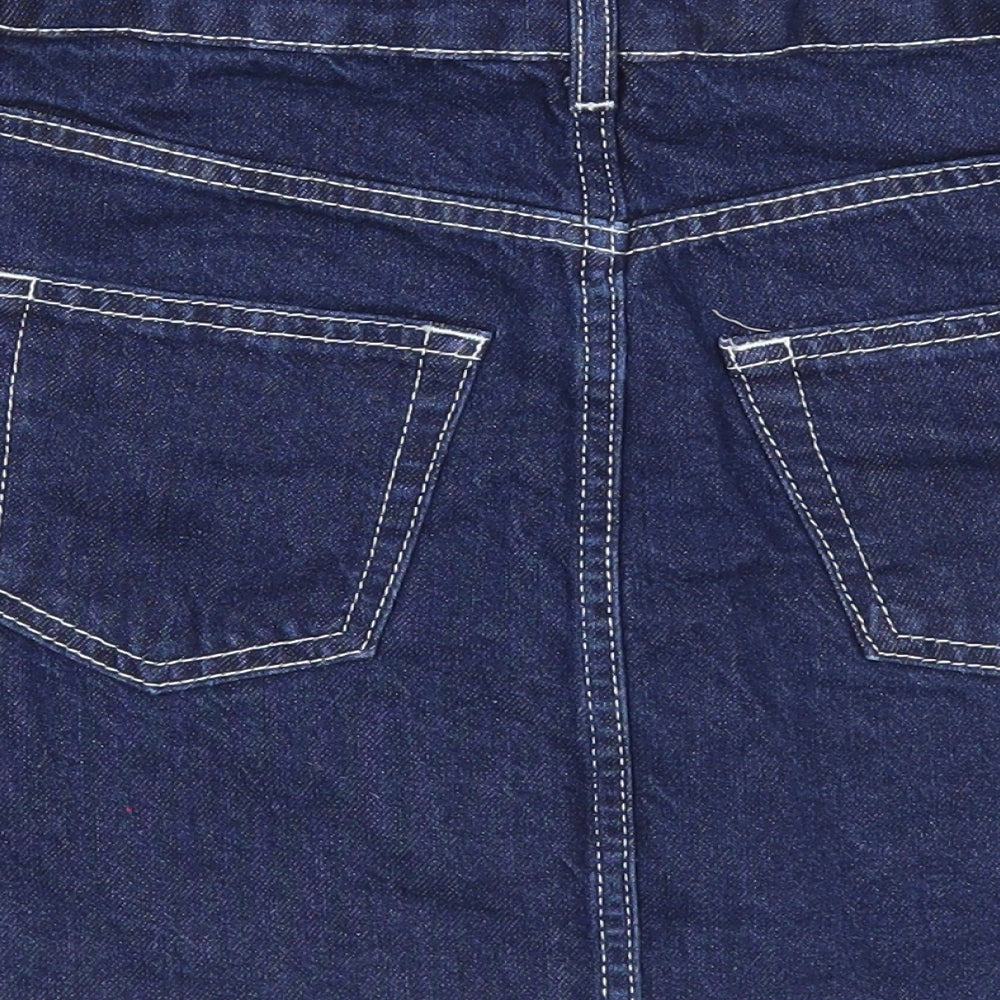 Topshop Womens Blue Cotton Mini Skirt Size 8 Zip
