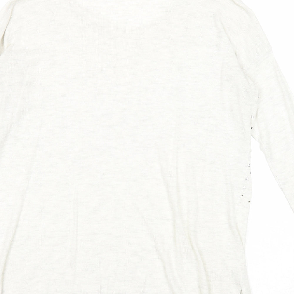 Warehouse Womens Grey Round Neck Acrylic Pullover Jumper Size 8