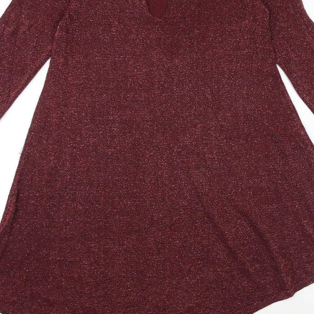 NEXT Womens Red Round Neck Viscose Pullover Jumper Size 8