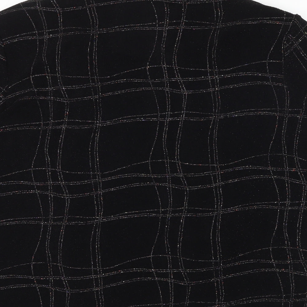 Berkertex Womens Black Plaid Viscose Kimono Blouse Size 18 V-Neck