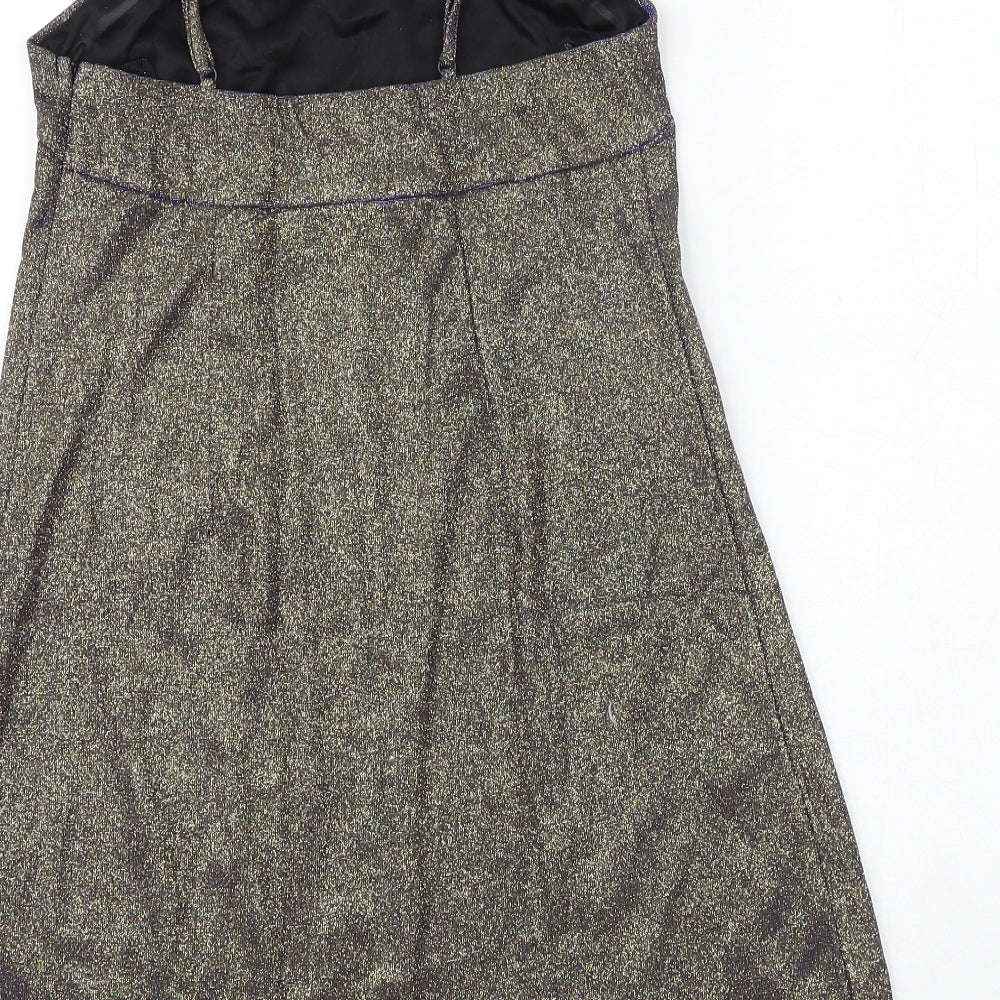 Cameo Rose Womens Gold Polyester A-Line Size 6 Square Neck Zip